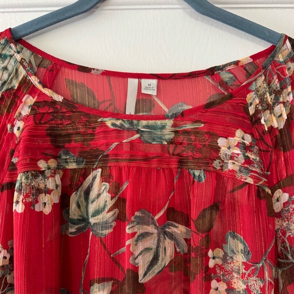 LC Lauren Conrad Red Floral Blouse - Picture 6 of 11